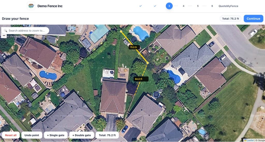 Quote calculator with fence segments